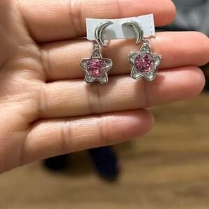 pink and silver earrings